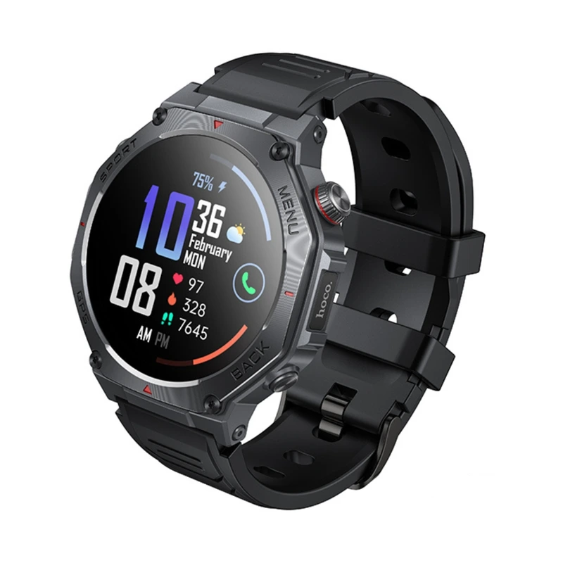 Смарт-годинник HOCO Y37 AMOLED 36mm. 520 mAh. GPS sports watch(call version) Black — Hoco