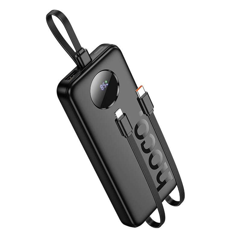 Зовнішній акумулятор HOCO J132 Sabio fully compatible power bank with 3 cables (10000mAh) Black — Hoco