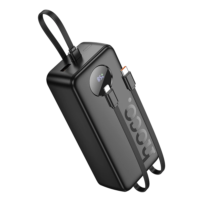 Зовнішній акумулятор HOCO J132B Sabio 22.5W+PD20W fully compatible power bank with 3 cables(30000mAh) Black — Hoco
