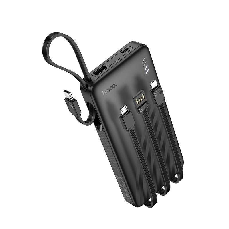 Зовнішній акумулятор HOCO J146 Night tide power bank with 4 cables (10000mAh) Black — Hoco