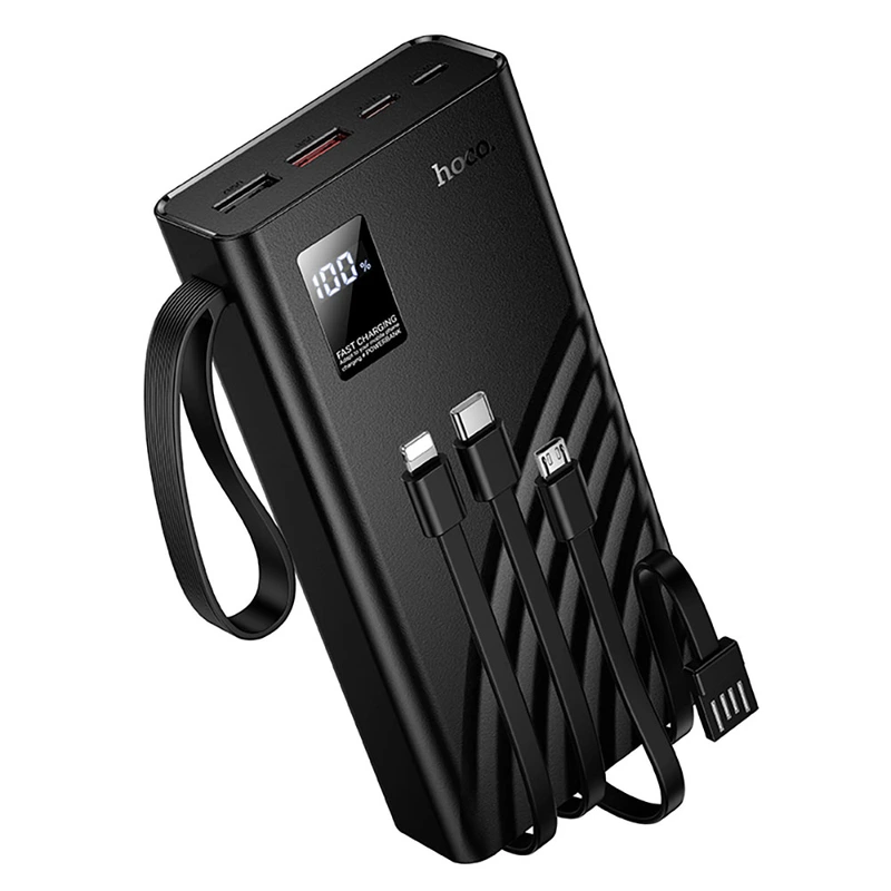 Зовнішній акумулятор HOCO J155 Shine 22.5W+PD20W+light 4-cable power bank(20000mAh) — Hoco