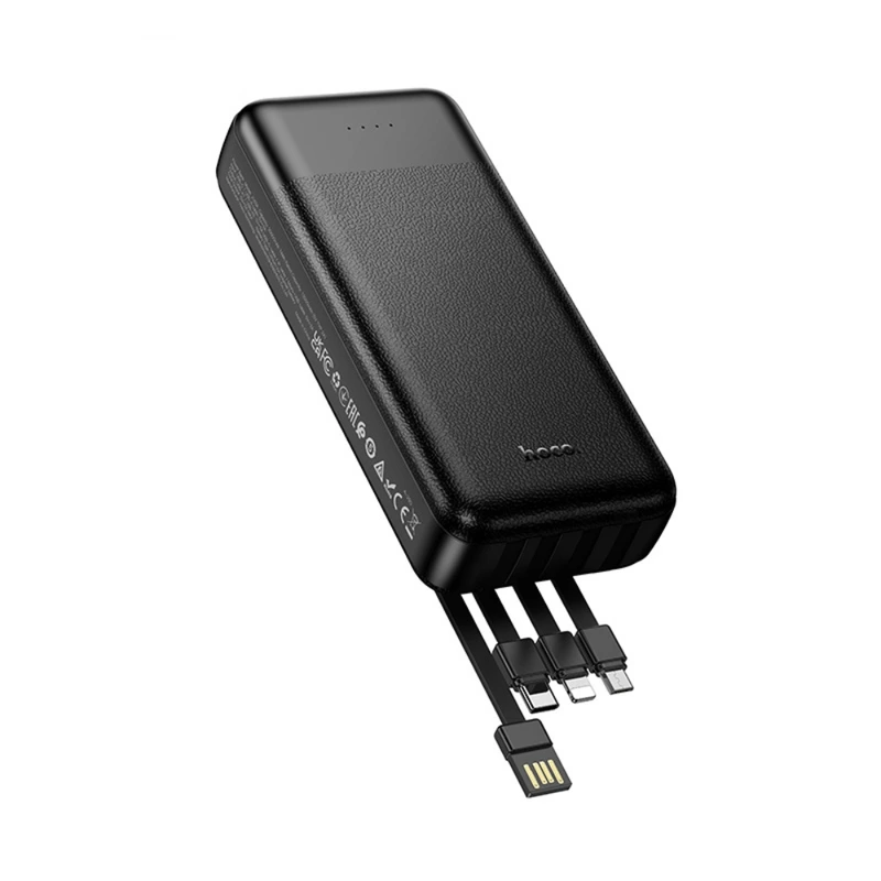 Зовнішній акумулятор HOCO J163A Wonderful power bank with 4 cables(20000mAh) Black