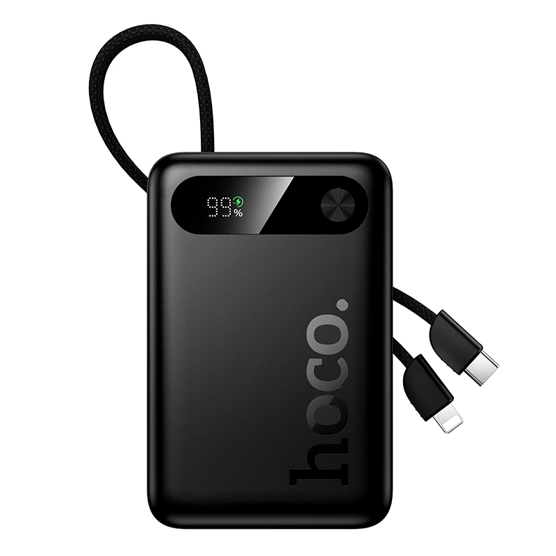 Зовнішній акумулятор HOCO J171 Edge 22.5W+PD20W fully compatible power bank with two cables (10000mAh) Black — Hoco