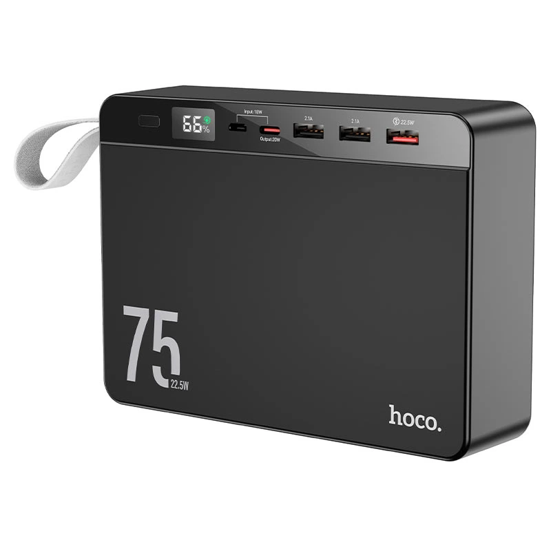 Зовнішній акумулятор HOCO J94 Overlord 22.5W fully compatible power bank(75000mAh) Black — Hoco