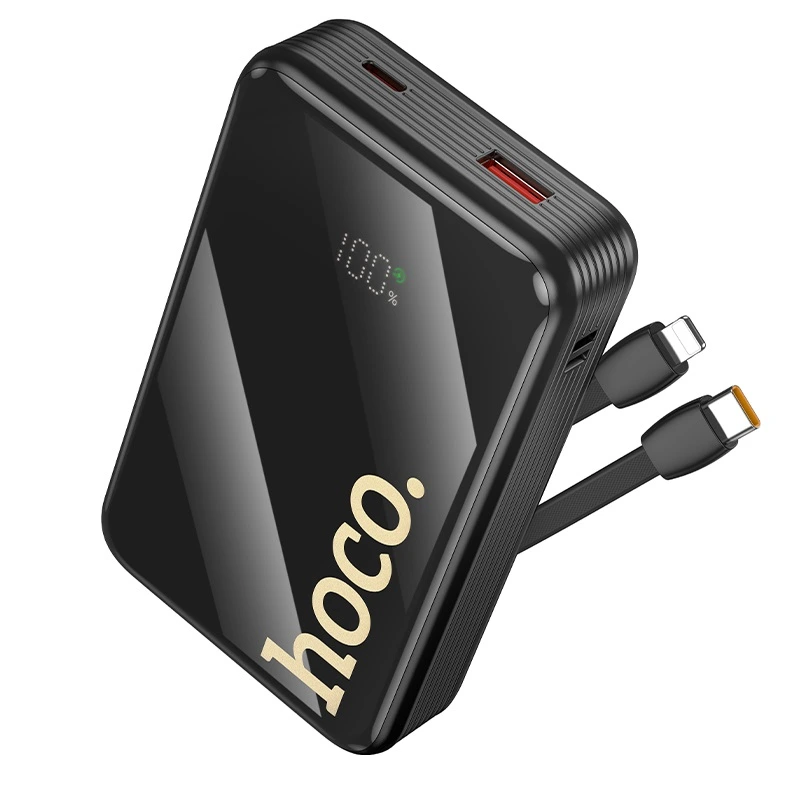 Зовнішній акумулятор HOCO Q37A Graceful 22.5W+PD20W power bank with two cables(20000mAh) Black — Hoco