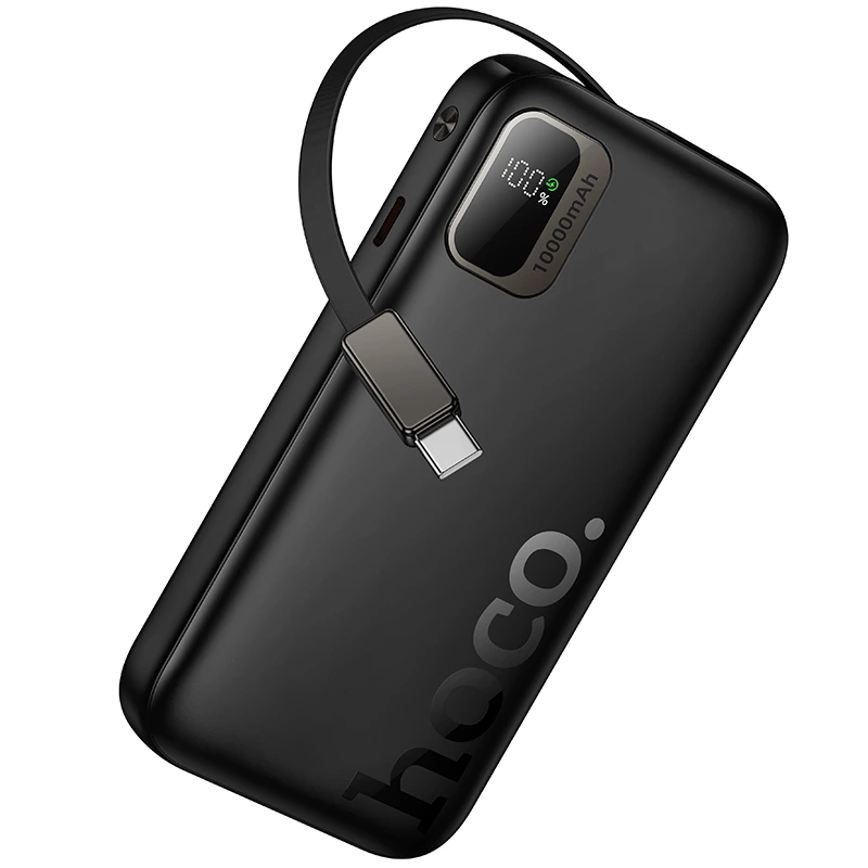 Зовнішній акумулятор HOCO Q51 Key PD20W power bank with telescopic cable(10000mAh) Black — Hoco