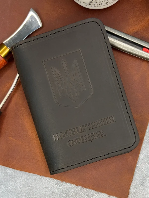 Шкіряна обкладинка Посвідчення Офіцера "Crazy Hors", Шоколадний — Horned Cossack