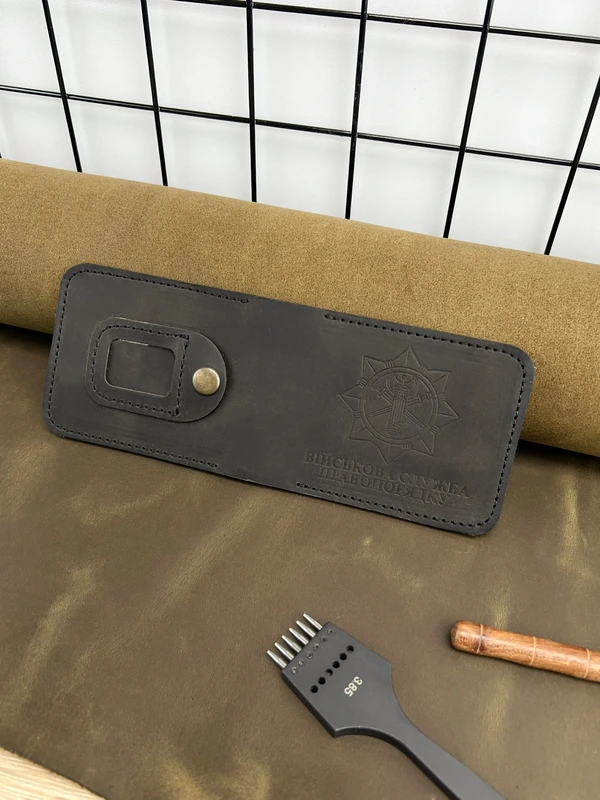 Обкладинка на посвідчення Військова Служба Правопорядку із натуральної шкіри "Crazy Hors", Шоколадний — Horned Cossack