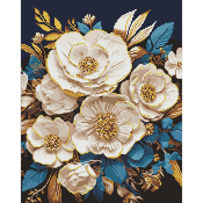 Алмазна мозаїка без підрамника "Біла симфонія" AMC20154 з АВ стразами 40х50 см — Ideyka