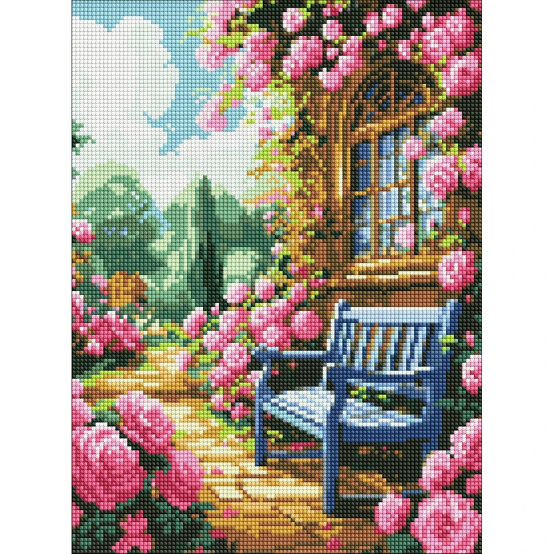 Алмазна мозаїка без підрамника "Квітковий сад" AMC7900, 30х40 см — Ideyka