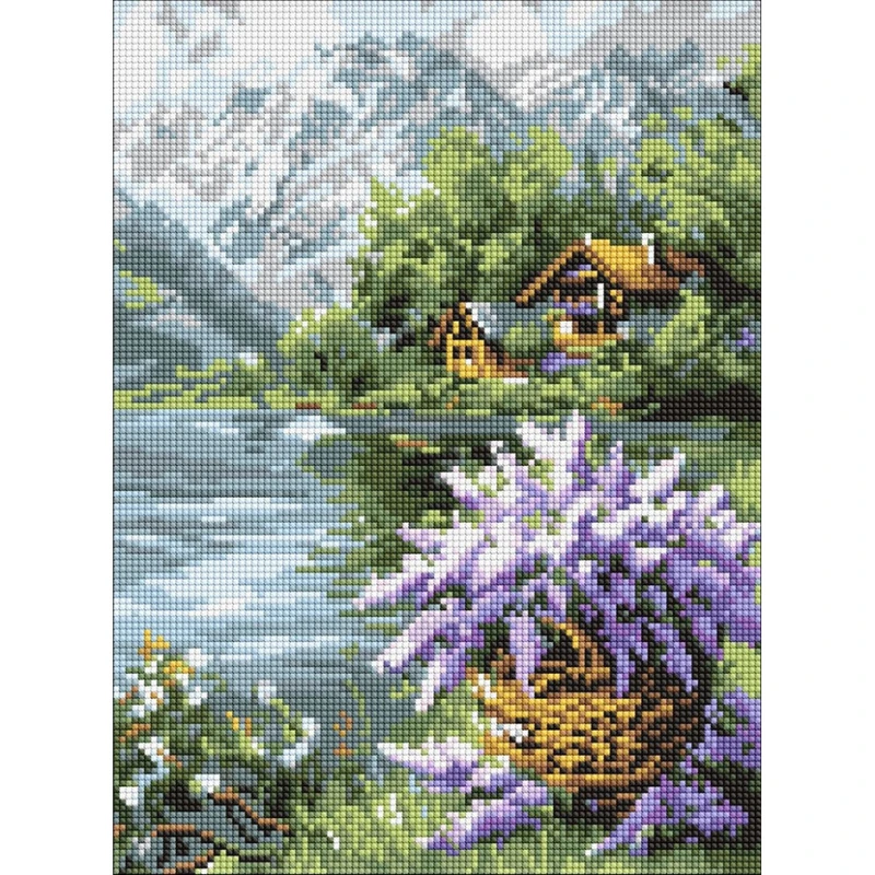 Алмазна мозаїка "Бузковий кошик" ©art_selena_ua AMO8098, 30х40 см