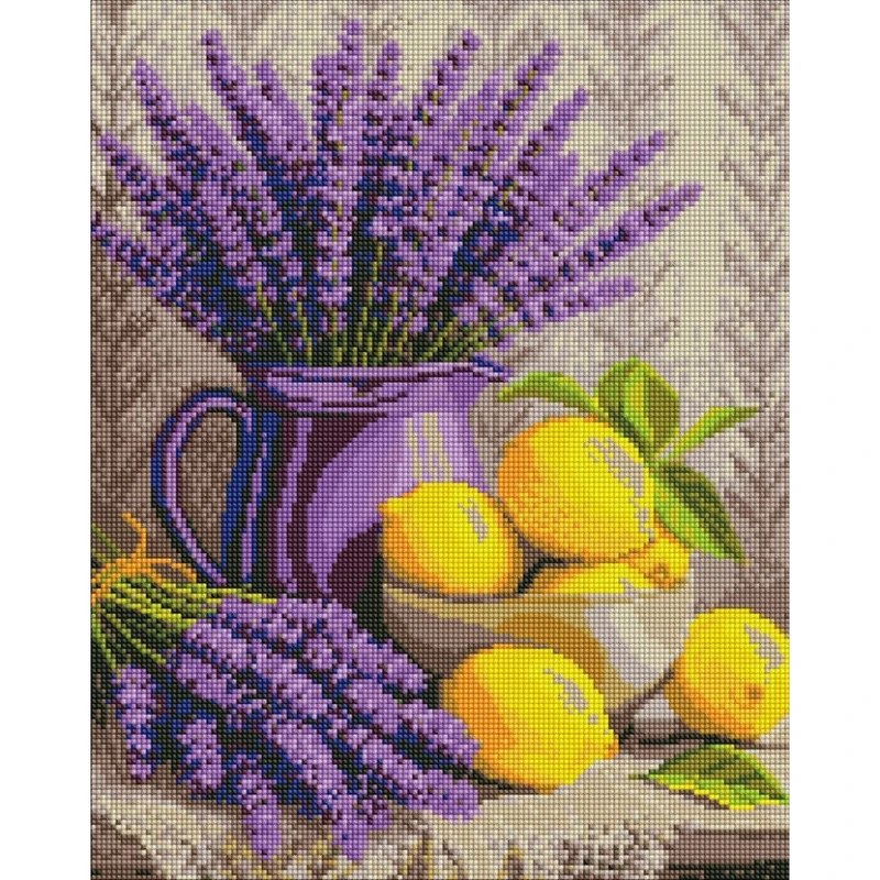 Алмазна мозаїка "Лаванда та лимони" ©art_selena_ua Ідейка AMO20486, 40х50 см — Ideyka