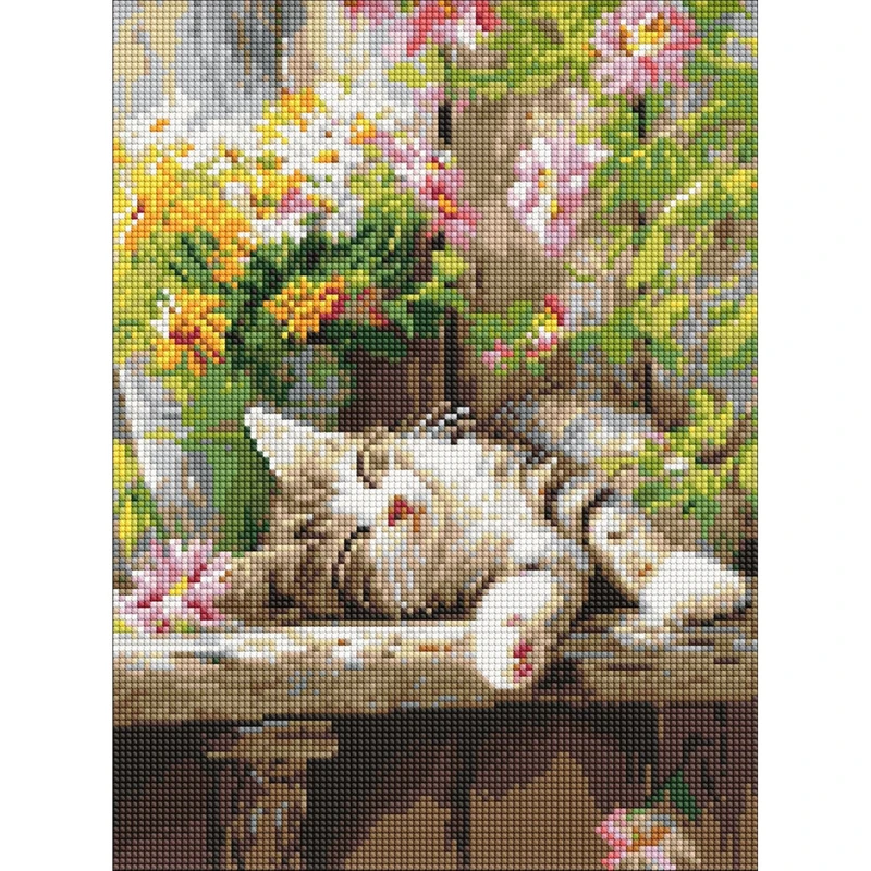 Алмазна мозаїка "Муркотливий сон" AMO20323, 30х40 см — Ideyka