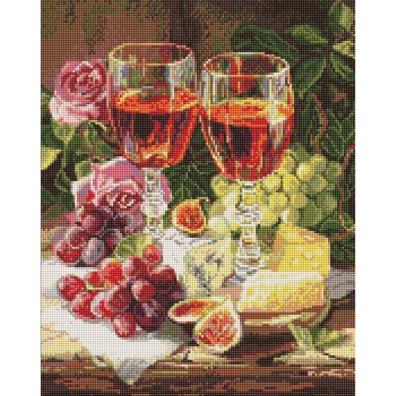 Алмазна мозаїка "Натюрморт з інжиром та вином" ©art_selena_ua AMO20289, 40х50 см — Ideyka