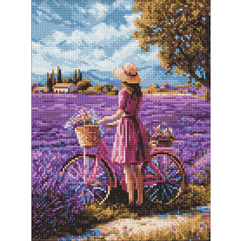 Алмазна мозаїка "Поле з лавандою" ©art_selena_ua Ідейка AMO20298, 30х40 см — Ideyka