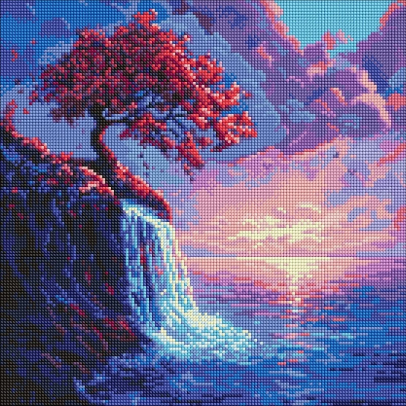 Алмазна мозаїка "Сакура в потоці" ©art_selena_ua AMO8210, 40х40 см — Ideyka