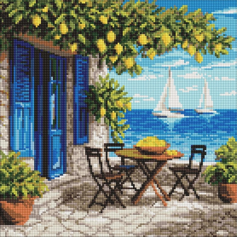Алмазна мозаїка "Середземноморські канікули" ©art_selena_ua AMO20424, 40х40 см