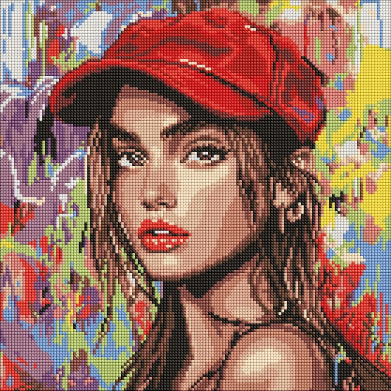 Алмазна мозаїка "Сучасна Червона шапочка" AMO8311, 40х40 см — Ideyka