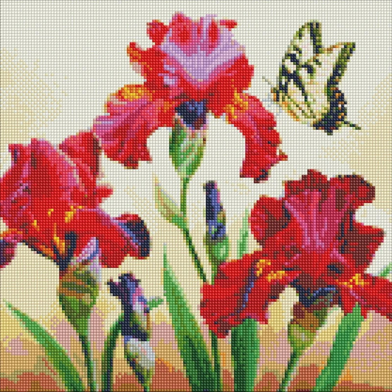 Алмазна мозаїка "Вишукані іриси" ©annasteshka AMO7650 40х40 см Ідейка