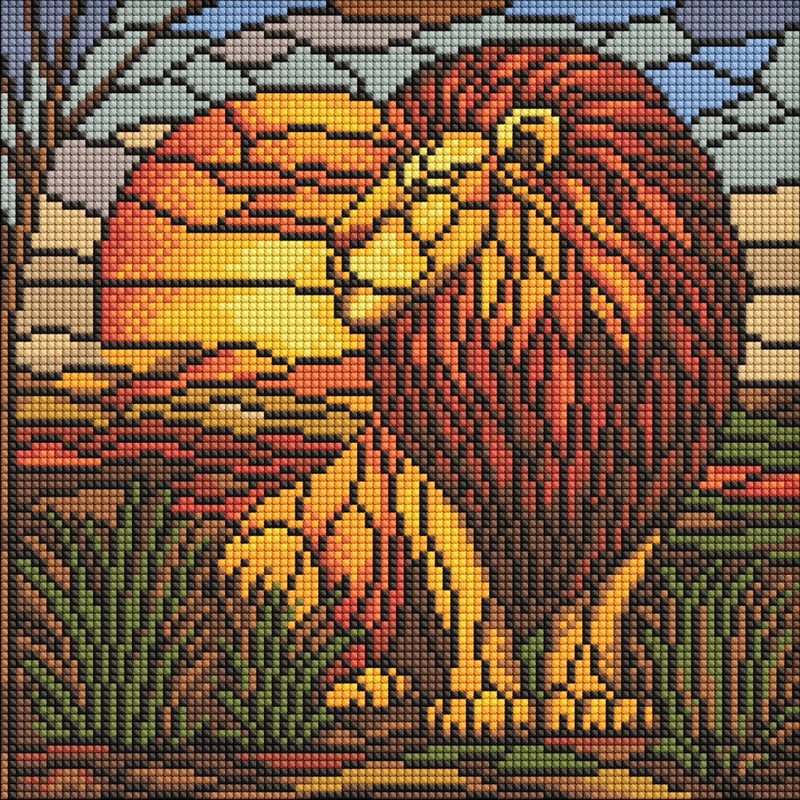 Алмазна мозаїка "Вітраж. Лев" AMO8334, 30х30 см — Ideyka