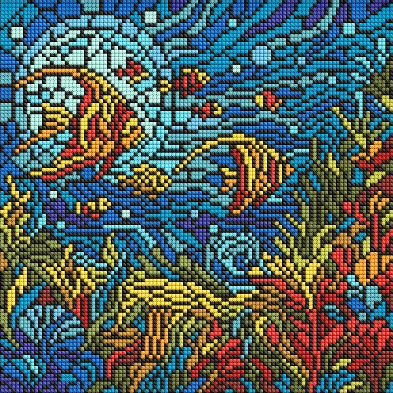 Алмазна мозаїка "Вітраж. Морський світ" AMO8324, 30х30 см — Ideyka