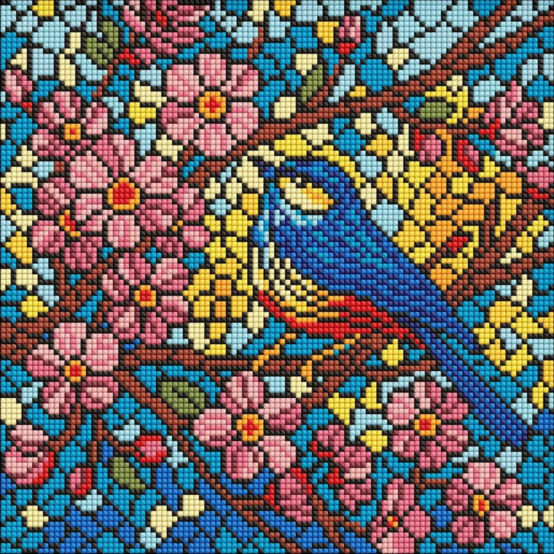 Алмазна мозаїка "Вітраж. Синиця" AMO8326, 30х30 см — Ideyka