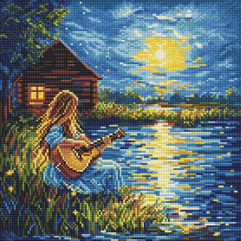 Алмазна мозаїка "Звуки у темряві" AMO8229, 40х40 см — Ideyka