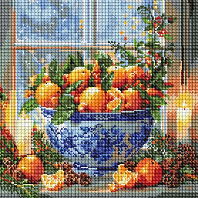 Алмазна мозаїка "Цитруси у вазі" AMO20007, 40х40 см