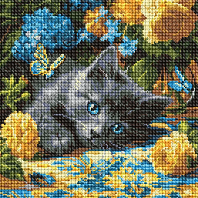 Алмазна мозаїка "Кошеня блакитнооке" AMO8340, 40х40 см