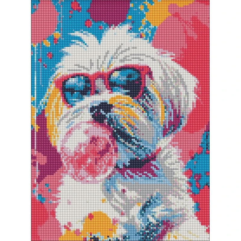 Алмазна мозаїка "Зухвалий пес у рожевому" ©art_selena_ua AMO20097, 30х40 см