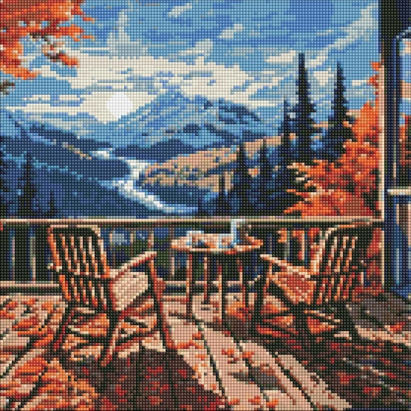 Алмазна мозаїка "Сніданок у горах" ©art_selena_ua AMO7915, 40х40 см