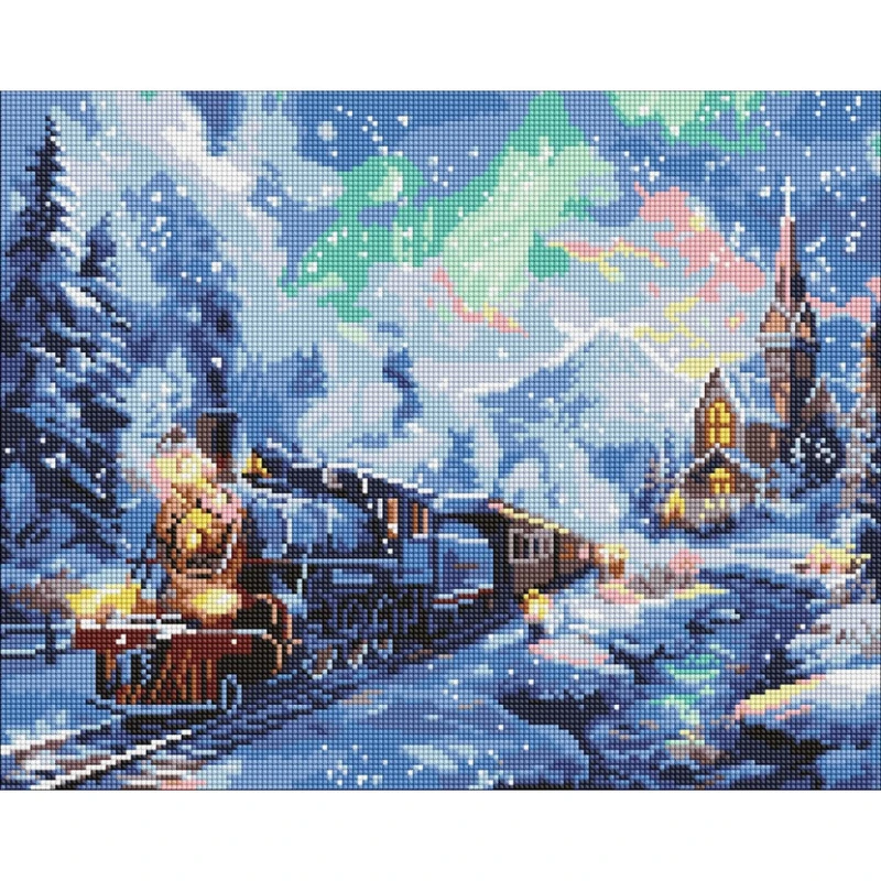 Алмазна мозаїка "Святковий потяг" ©art_selena_ua AMO8102, 40х50 см