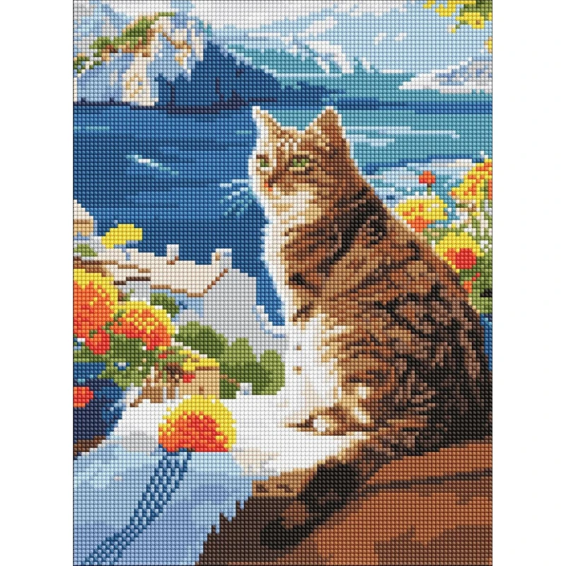 Алмазна мозаїка "Мрійливий котик" ©art_selena_ua AMO8129, 30х40 см