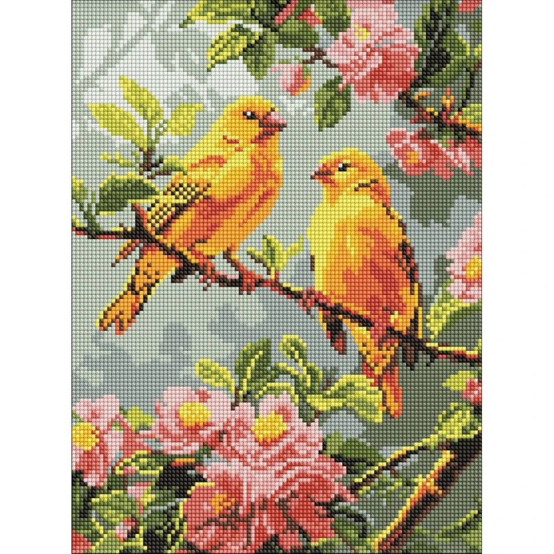 Алмазна мозаїка "Весняні канарки" ©art_selena_ua AMO8164, 30x40 см