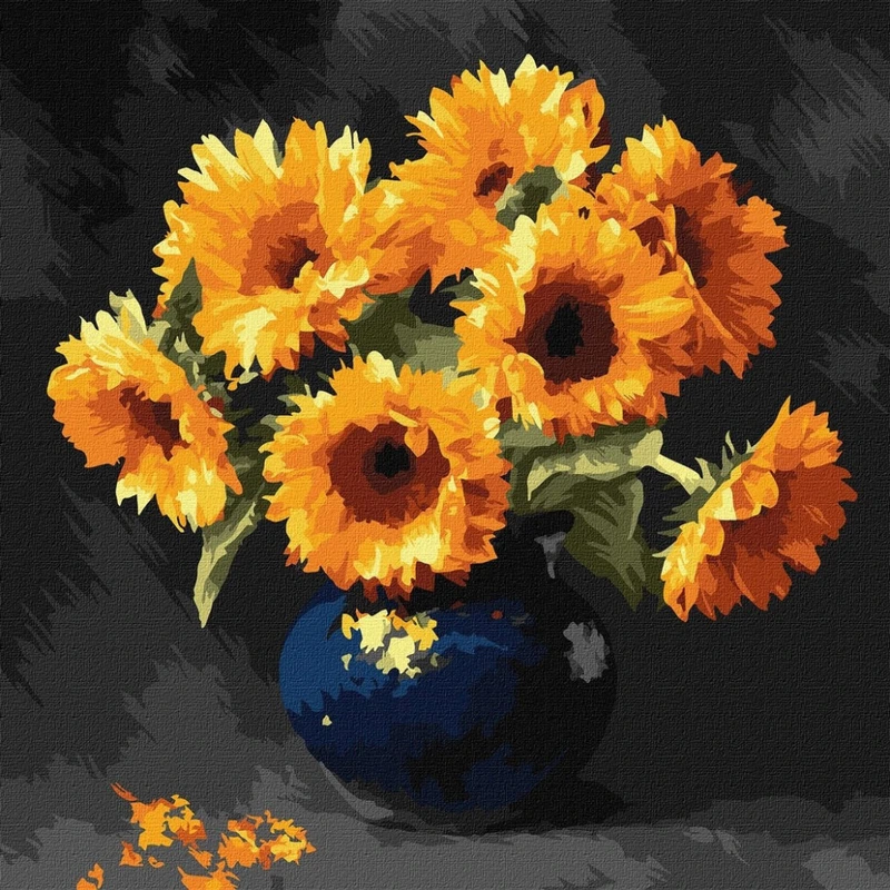 Картина за номерами "Соняшник в темряві" ©art_selena_ua KHO3330, 40x40 см