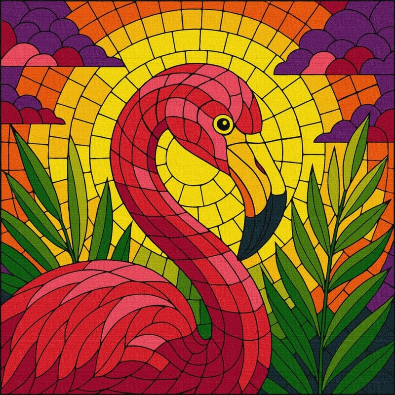 Картина за номерами "Вітраж. Фламінго" ©art_selena_ua KHO5165, 30х30 см