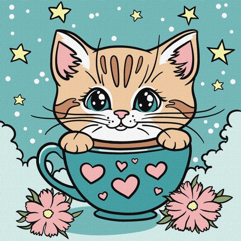 Картина за номерами "Чудовий котик" ©art_selena_ua KHO6280, 25х25 см