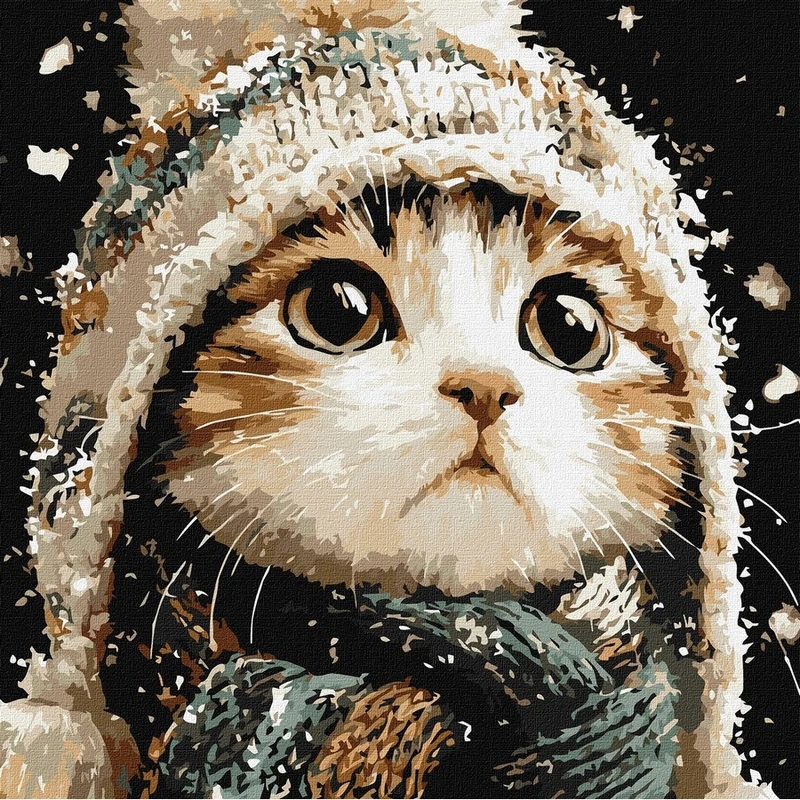 Картина за номерами "Сніговий котик" ©art_selena_ua KHO6847, 40х40 см