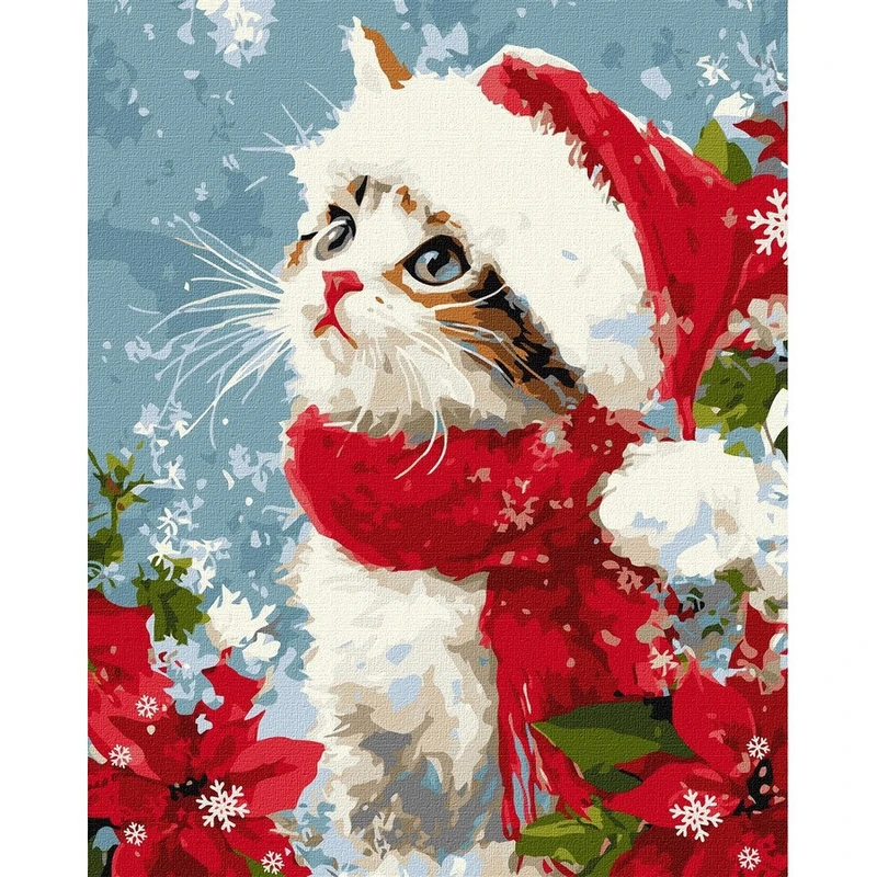 Картина за номерами "Кіт у снігу" ©art_selena_ua KHO6851, 40х50 см — Ideyka