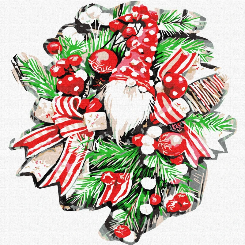 Картина за номерами  "Різдвяний вінок" ©fashionillustration_tania KHO5071 30х30 см