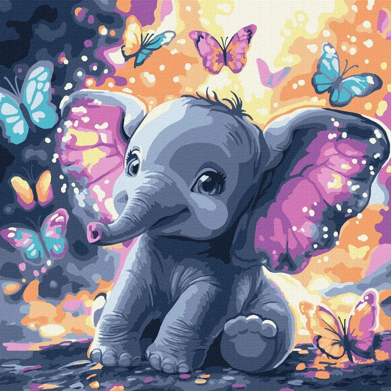 Картина за номерам "Безтурботний слоник" ©art_selena_ua KHO6894, 30х30 см