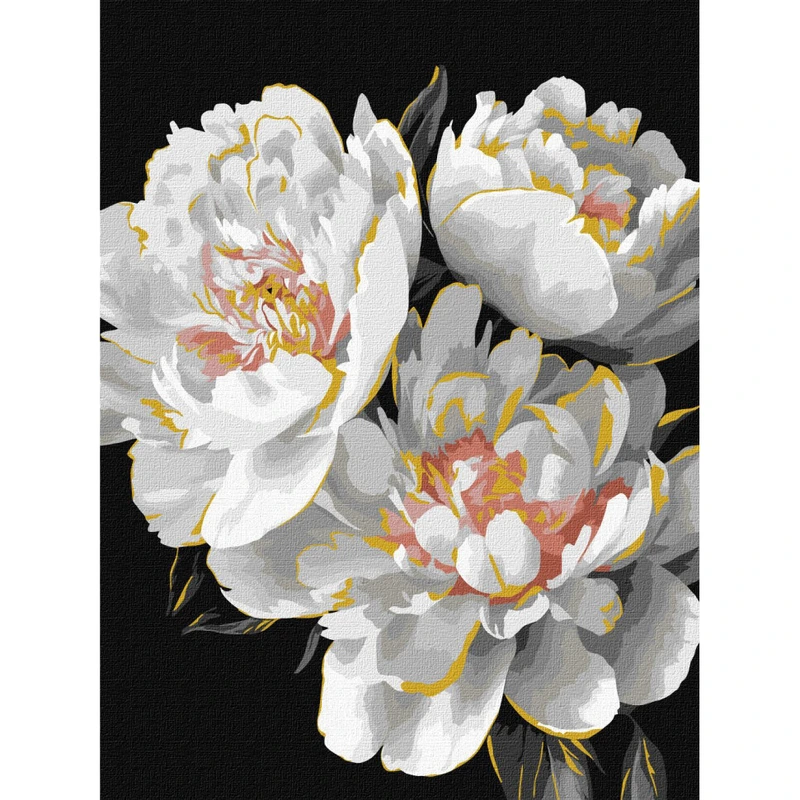 Картина за номерами "Білі бутони" KHO3297 з фарбами металік 30х40 см — Ideyka