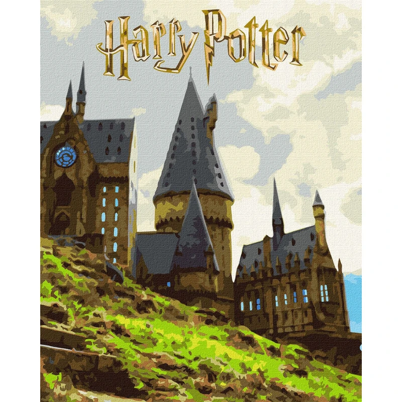 Картина за номерами "Harry Potter: Пейзаж Гоґвортсу" KHO5232 з фарбами металік 40x50 см — Ideyka