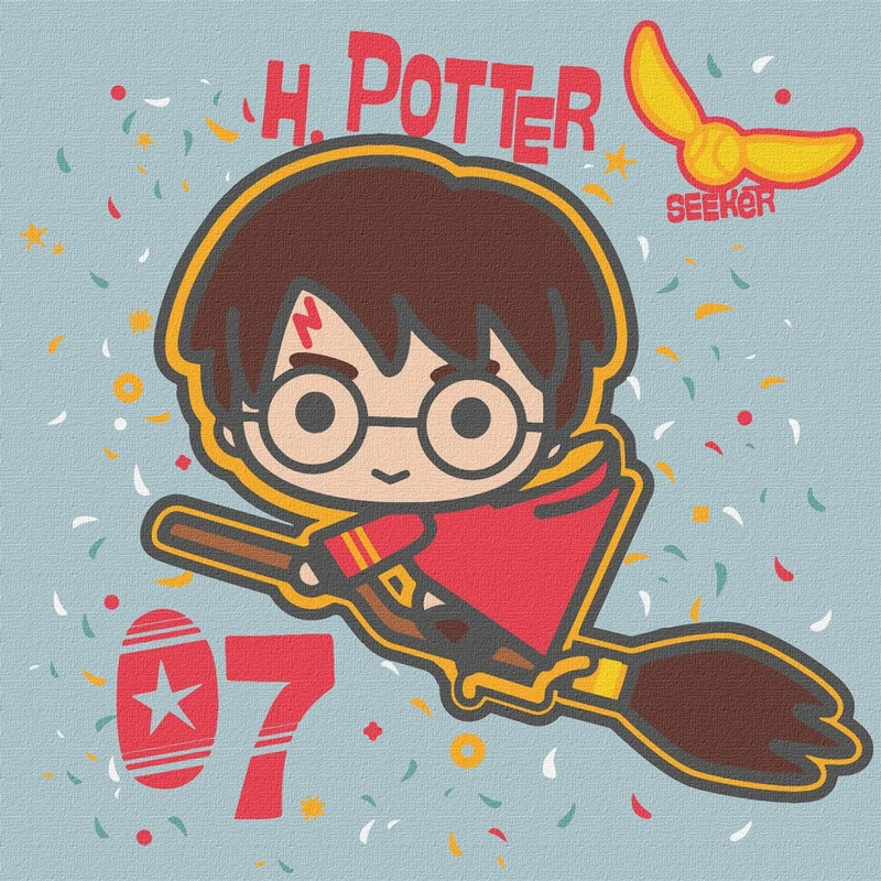 Картина за номерами "Harry Potter: Політ на мітлі" KHO1364, 25x25 см — Ideyka