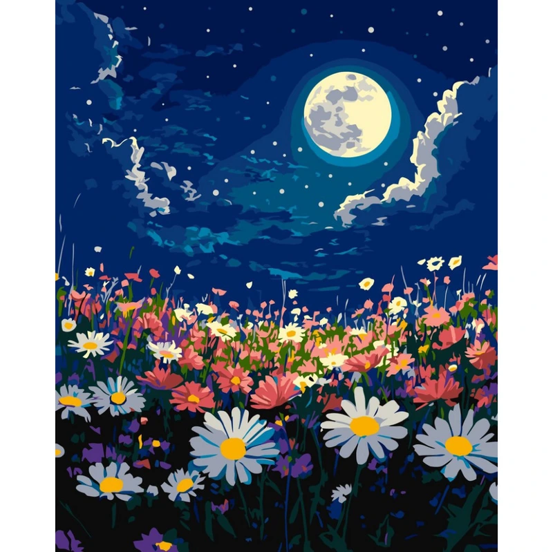 Картина за номерами "Містична ніч над весняним лугом" ©art_selena_ua KHO6386, 40х50 см