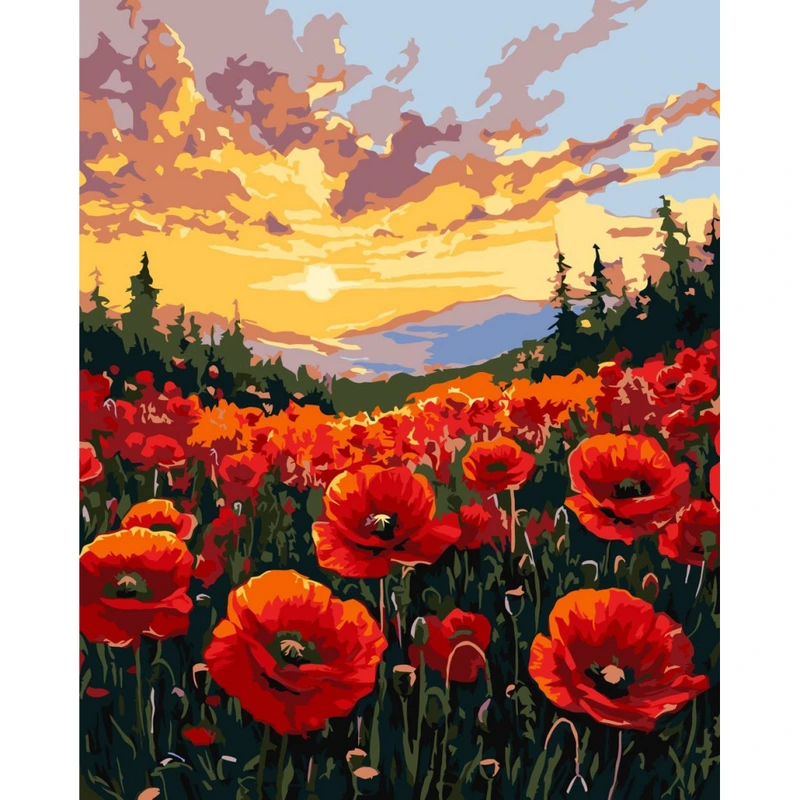 Картина за номерами "Поле маків" ©art_selena_ua KHO6398, 40х50 см — Ideyka