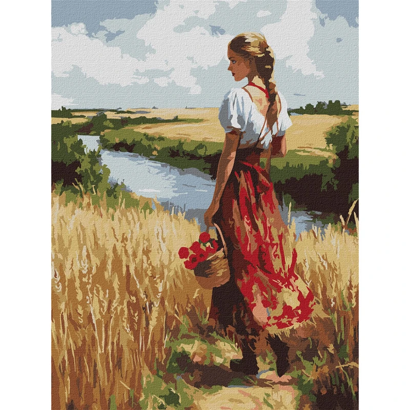 Картина за номерами "Українка та лани" KHO8486, 30х40 см — Ideyka