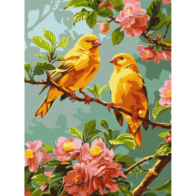 Картина за номерами "Весняні канарки" KHO6655, 30х40 см — Ideyka