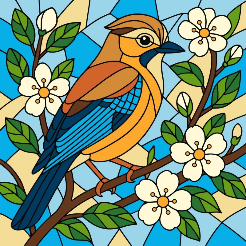 Картина за номерами "Вітраж. Сойка" ©art_selena_ua KHO6789, 30х30 см