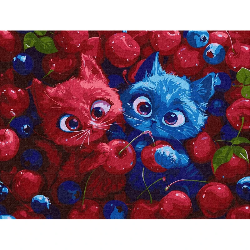 Картина за номерами "Ягідні пухнастики" ©art_selena_ua KHO5143, 30х40 см